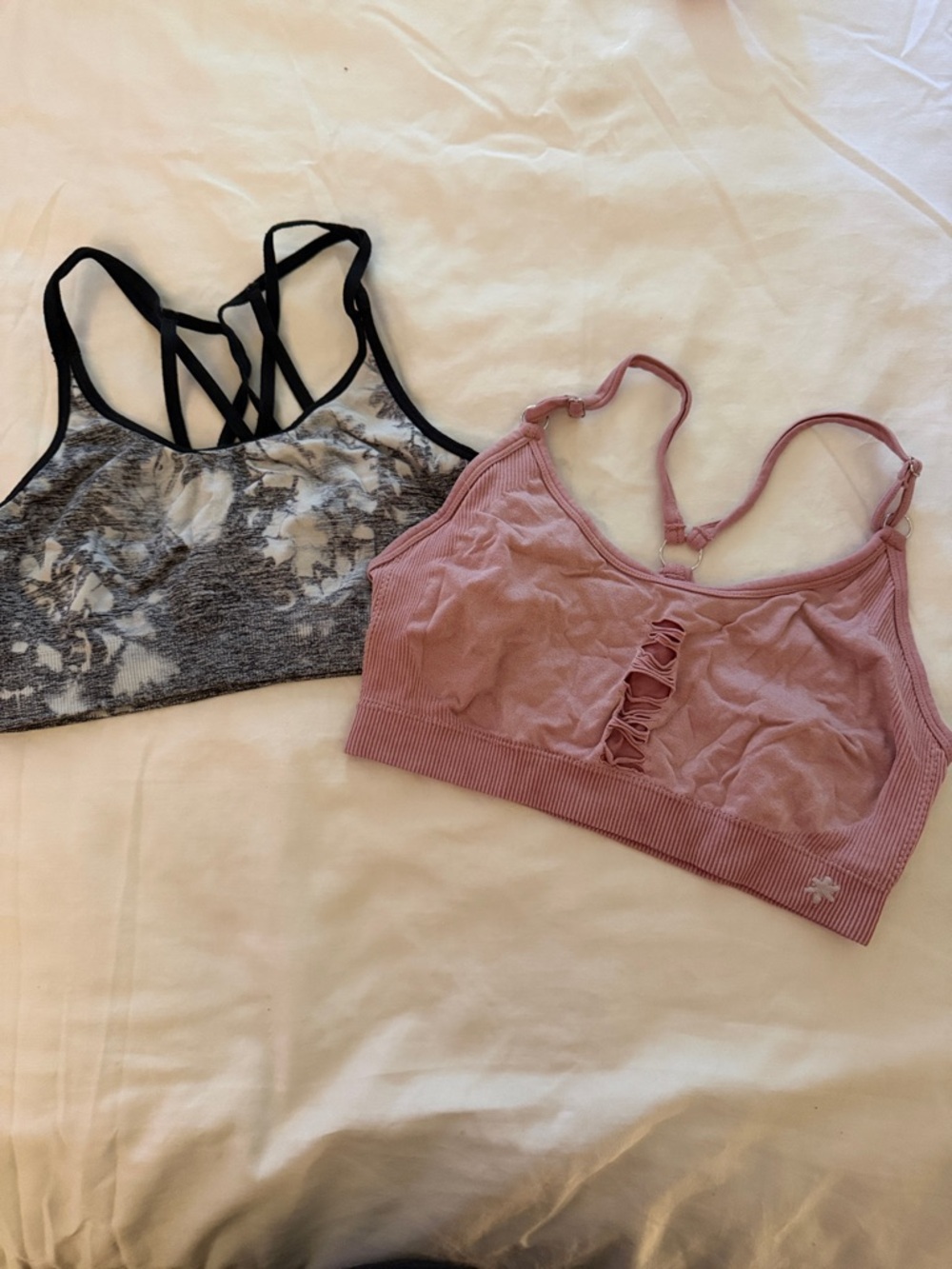 Pair of Seamless  Ribbed Bralettes with Strappy Back
